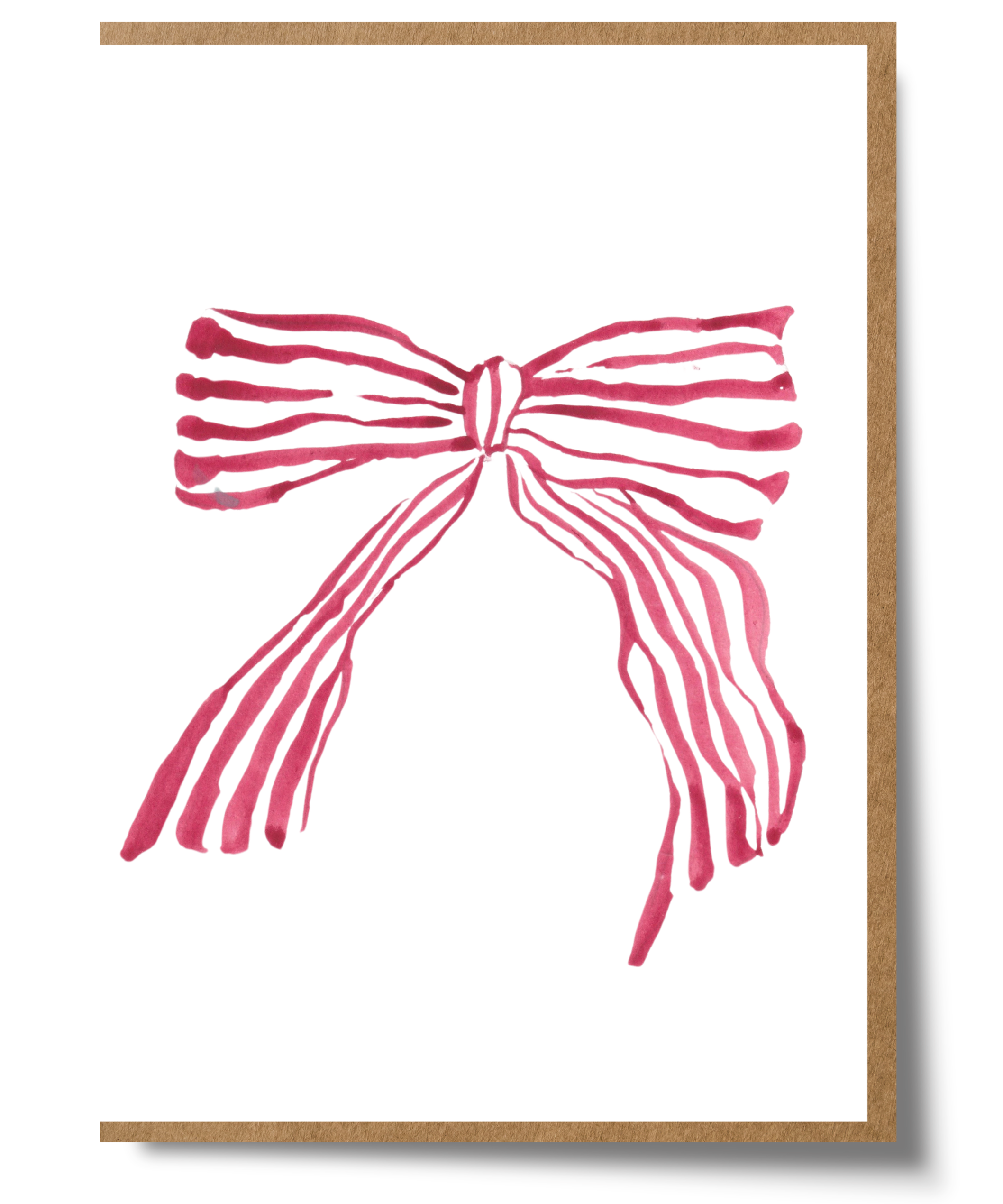 Mary Anna Emerson Bow greeting card featuring a delicate hand-painted watercolour bow illustration on textured paper.