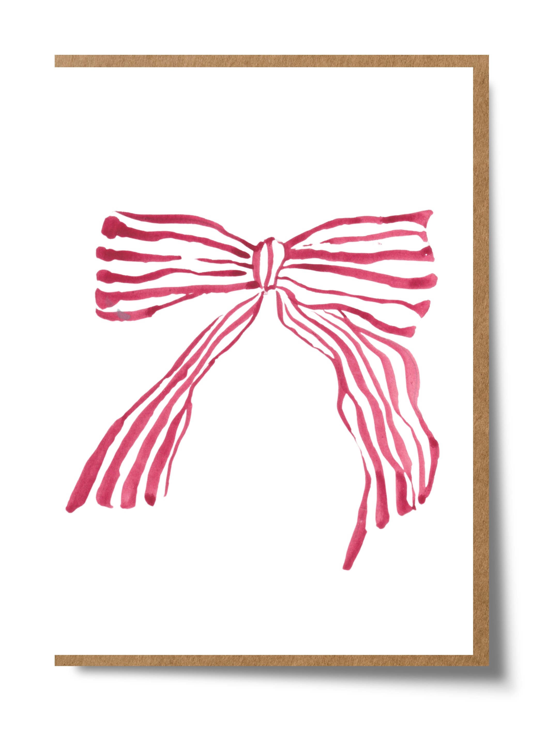 Mary Anna Emerson Bow greeting card featuring a delicate hand-painted watercolour bow illustration on textured paper.