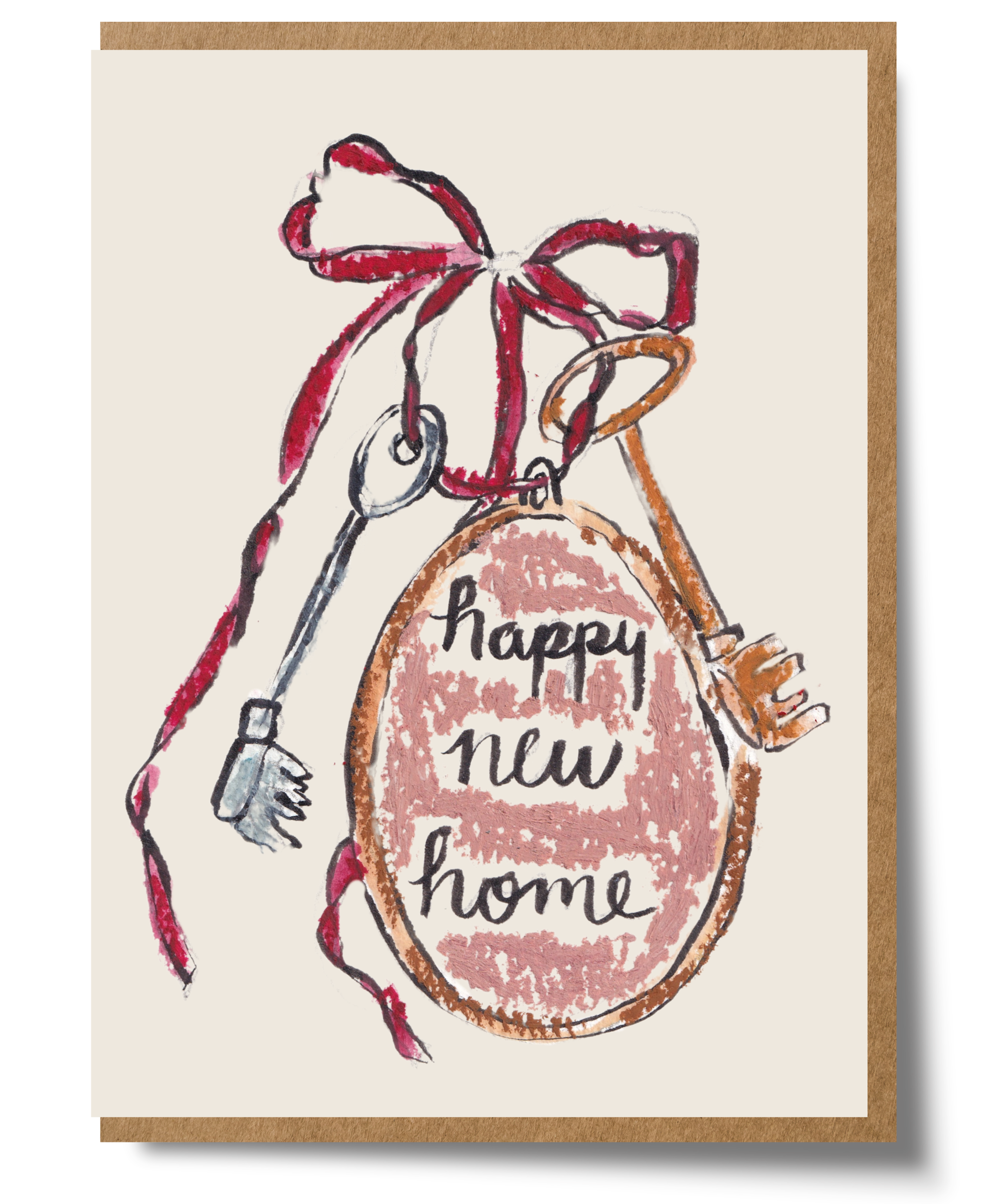 Mary Anna Emerson Happy New Home greeting card featuring a hand-painted watercolour design on textured paper.