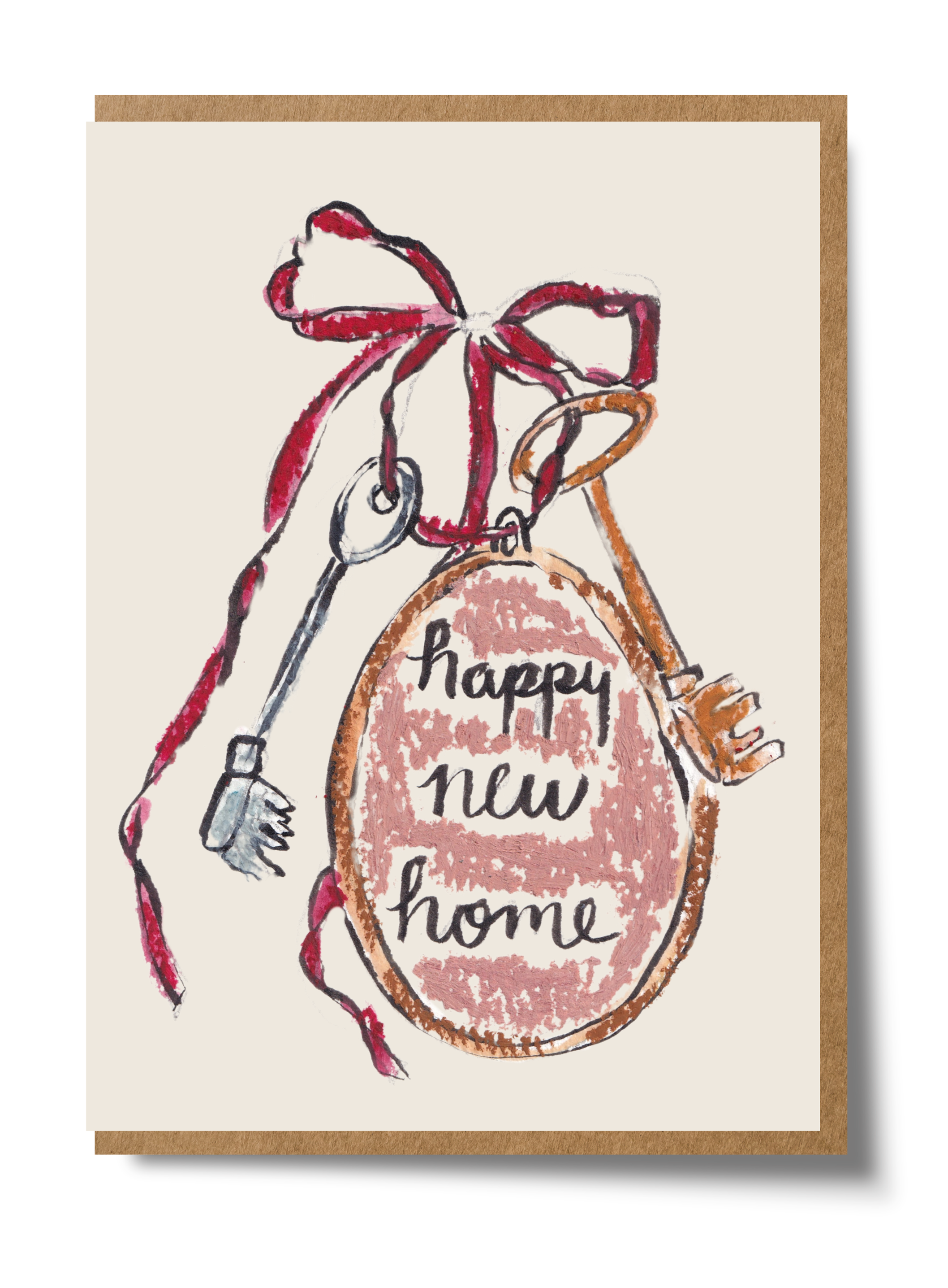 Mary Anna Emerson Happy New Home greeting card featuring a hand-painted watercolour design on textured paper.