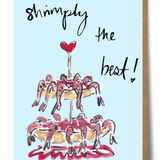 Mary Anna Emerson Shrimply the Best greeting card featuring a hand-painted watercolour shrimp illustration.