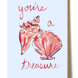 Mary Anna Emerson You're a Treasure greeting card featuring a hand-painted watercolour design on textured paper.