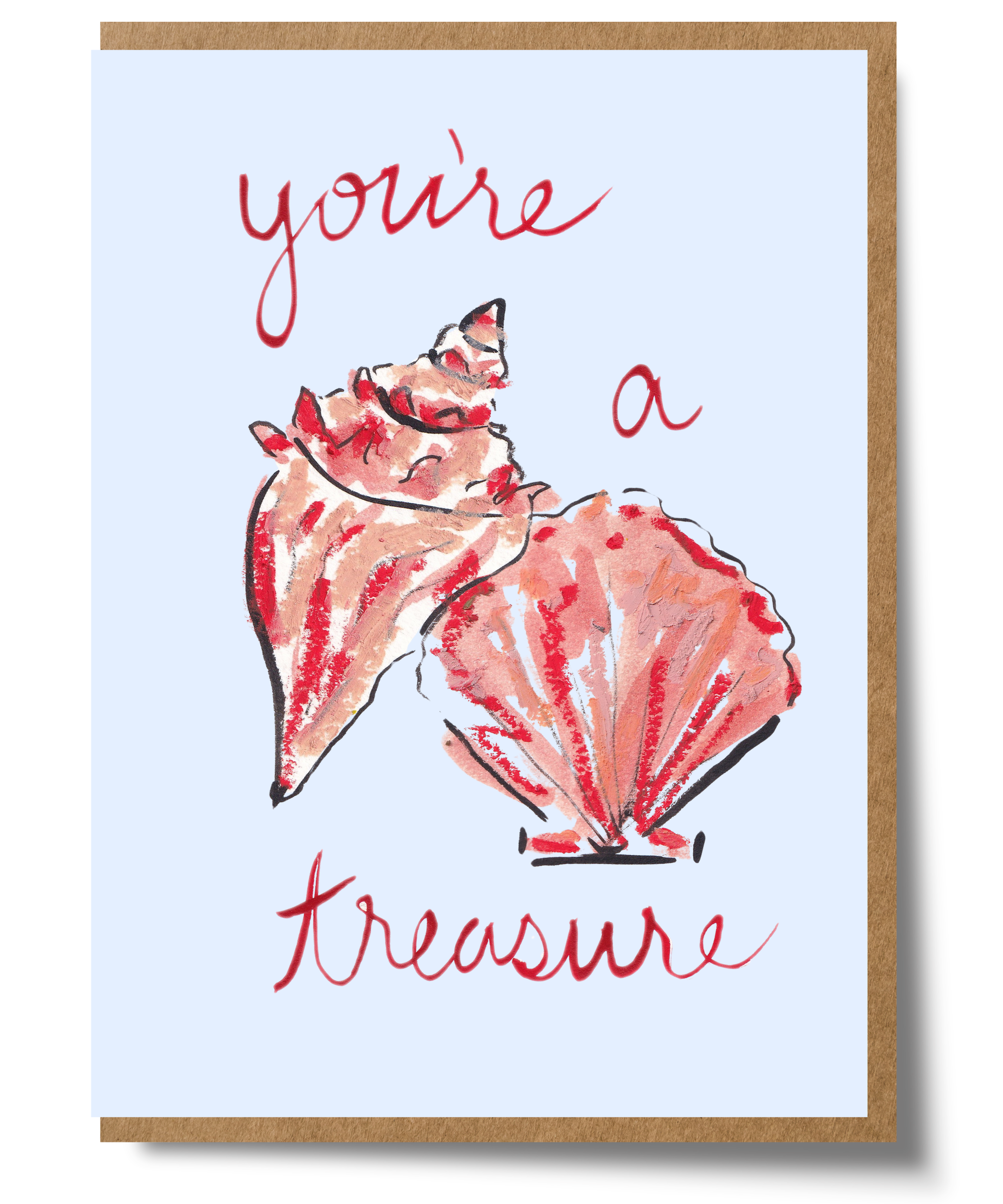 Mary Anna Emerson You're a Treasure greeting card featuring a hand-painted watercolour design on textured paper.