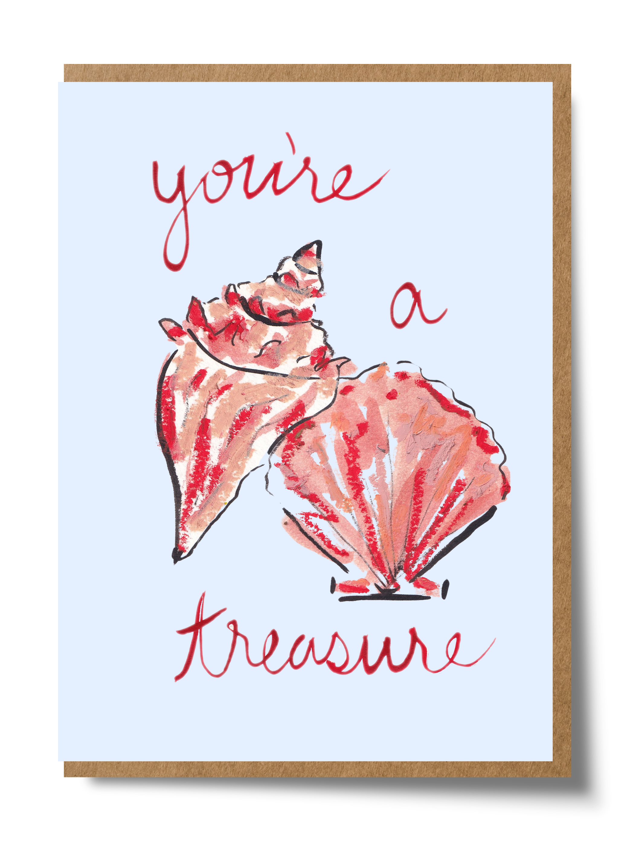 Mary Anna Emerson You're a Treasure greeting card featuring a hand-painted watercolour design on textured paper.