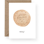 McFitty biscuit card featuring an original hand-painted watercolour Digestive-style biscuit.