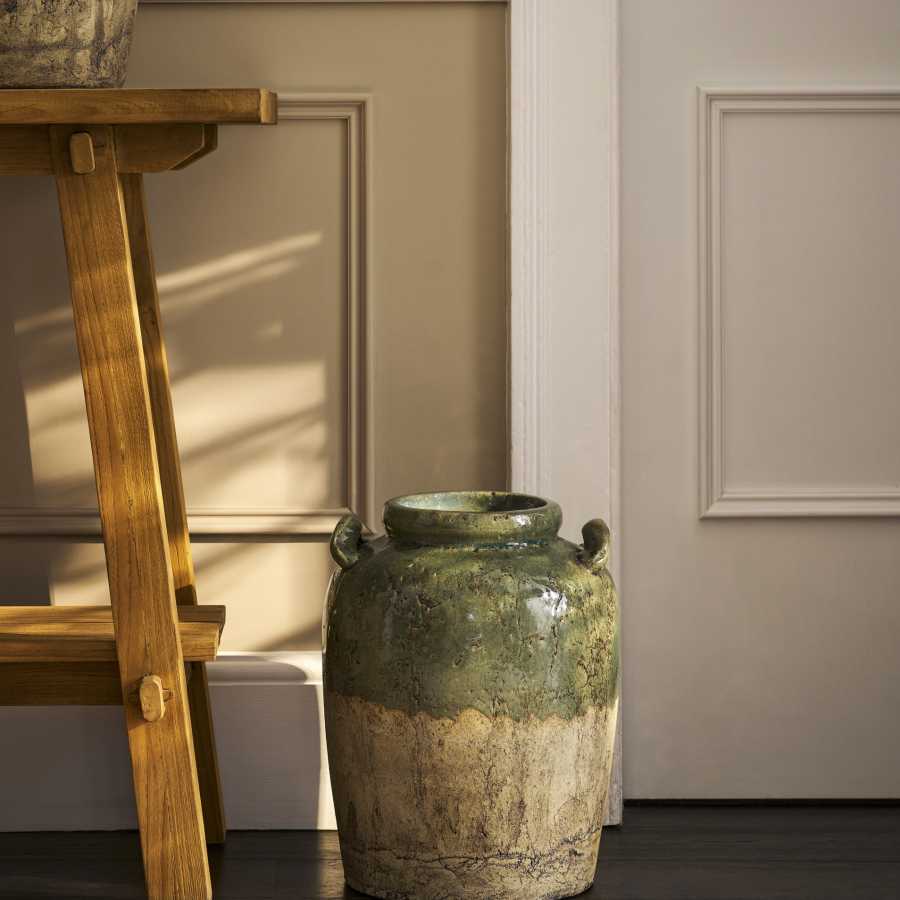 Meysey Fern Green Terracotta Vase with hand-finished reactive glaze.