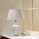 Millie neutral ribbed ceramic table lamp with cream fabric shade