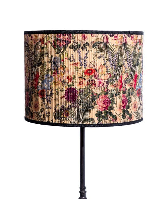 Colourful multi floral bamboo pendant shade with woven design. A 40cm light shade ideal for adding warmth and character to your home.