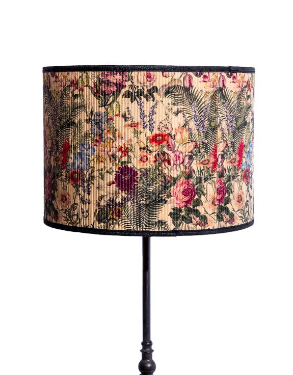 Colourful multi floral bamboo pendant shade with woven design. A 40cm light shade ideal for adding warmth and character to your home.