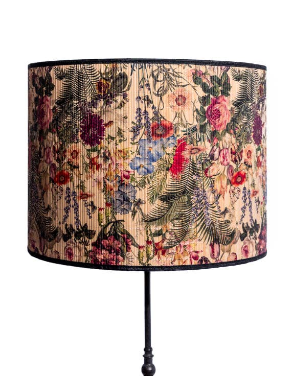 Statement multi floral bamboo pendant shade with woven design. A 55cm light shade perfect for adding warmth and colour to any interior.