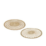Natural open weave seagrass placemats in Solid Centre and Mandala designs