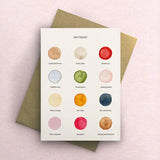 Contemporary New Home Colour Palette greetings card featuring hand-painted watercolour swatches inspired by fresh paint and new beginnings.