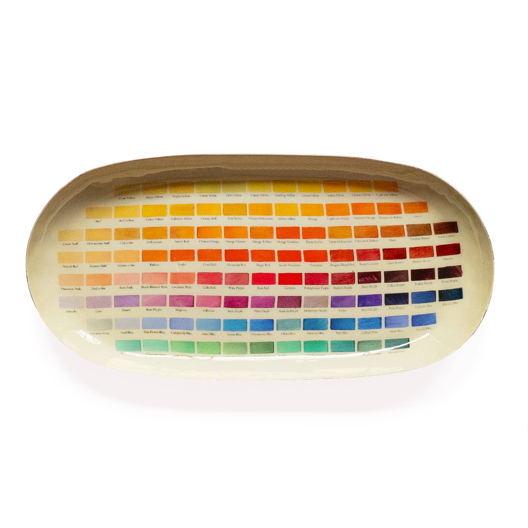 Decorative enamel tray featuring Robert Ridgway's 1886 Nomenclature