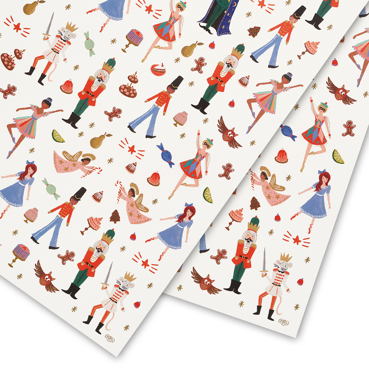 Shop Rifle Paper Co. Nutcracker Christmas Wrapping Paper. Three 500 × 700mm sheets, beautifully presented in plastic-free paper packaging. Printed in the UK.