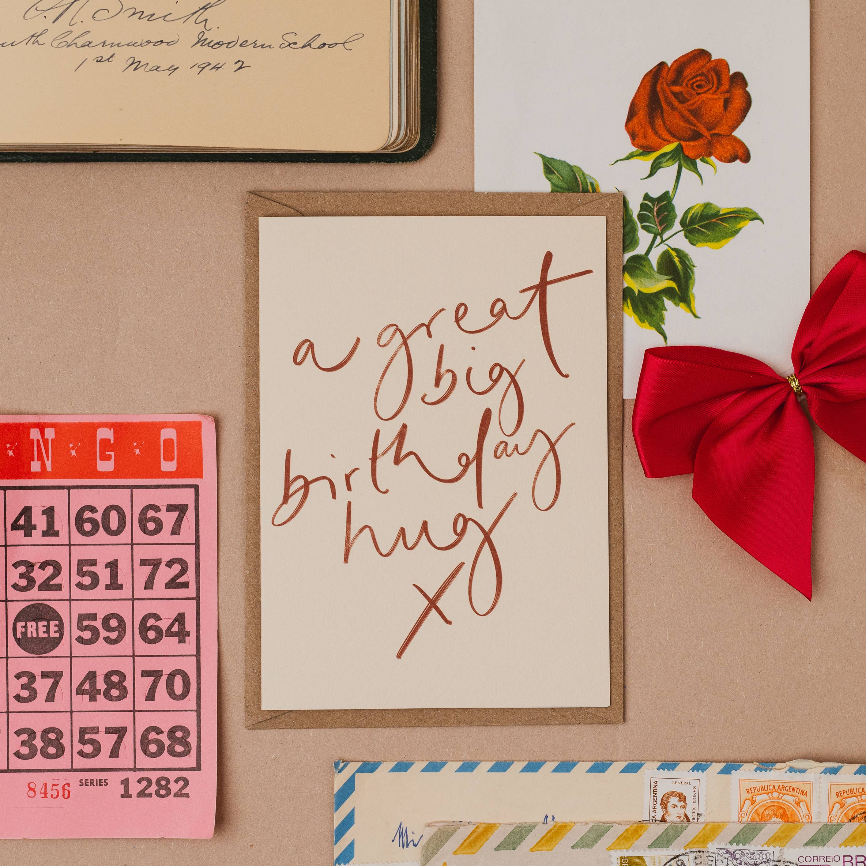 Oh Squirrel A Great Big Birthday Hug birthday card with simple handwritten-style lettering.