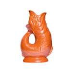 Original Gluggle Jug XL in Orange Lustre, an iconic handmade British ceramic fish-shaped jug and statement flower vase.