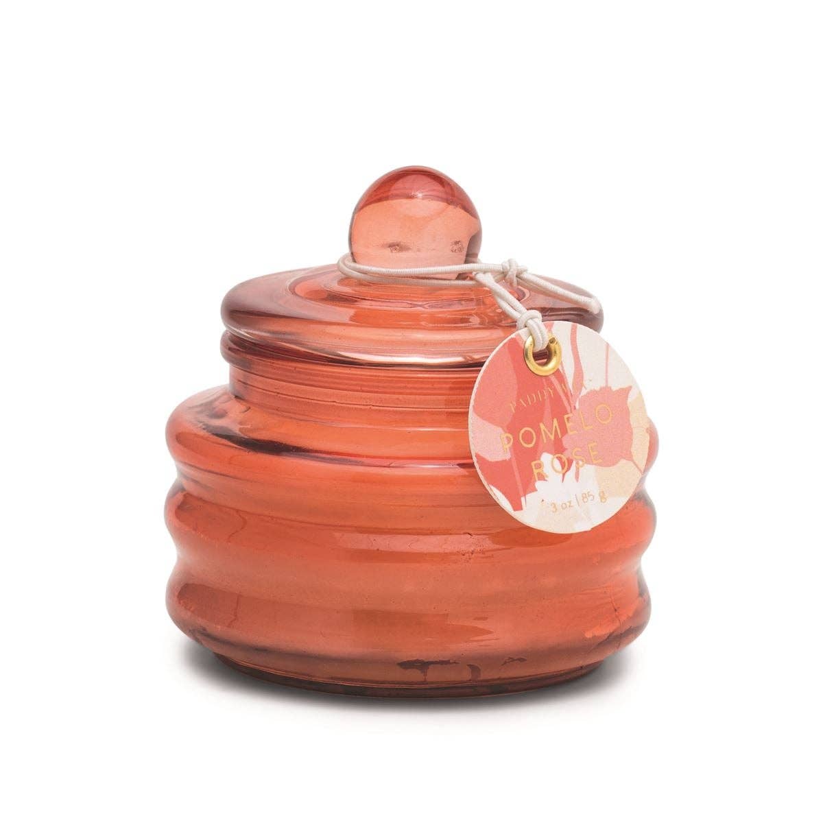 Paddywax Beam Candle with decorative glass lid in Bergamot, Fig and Green Tea fragrance.