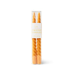 Paddywax Golden Yellow twisted taper candles set of two with sculptural spiral design.