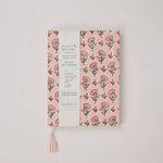 Ditsy Floral Blush A5 notebook by Paper Mirchi with hand block printed artisan cover and tassel marker.