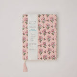 Ditsy Floral Blush A5 notebook by Paper Mirchi with hand block printed artisan cover and tassel marker.