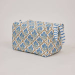 Paper Mirchi large organic cotton toiletry bag in Floral Lattice Buttercream