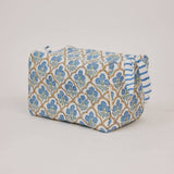 Paper Mirchi large organic cotton toiletry bag in Floral Lattice Buttercream