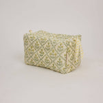 Paper Mirchi large organic cotton toiletry bag in Floral Lattice Buttercream