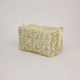 Paper Mirchi large organic cotton toiletry bag in Floral Lattice Buttercream