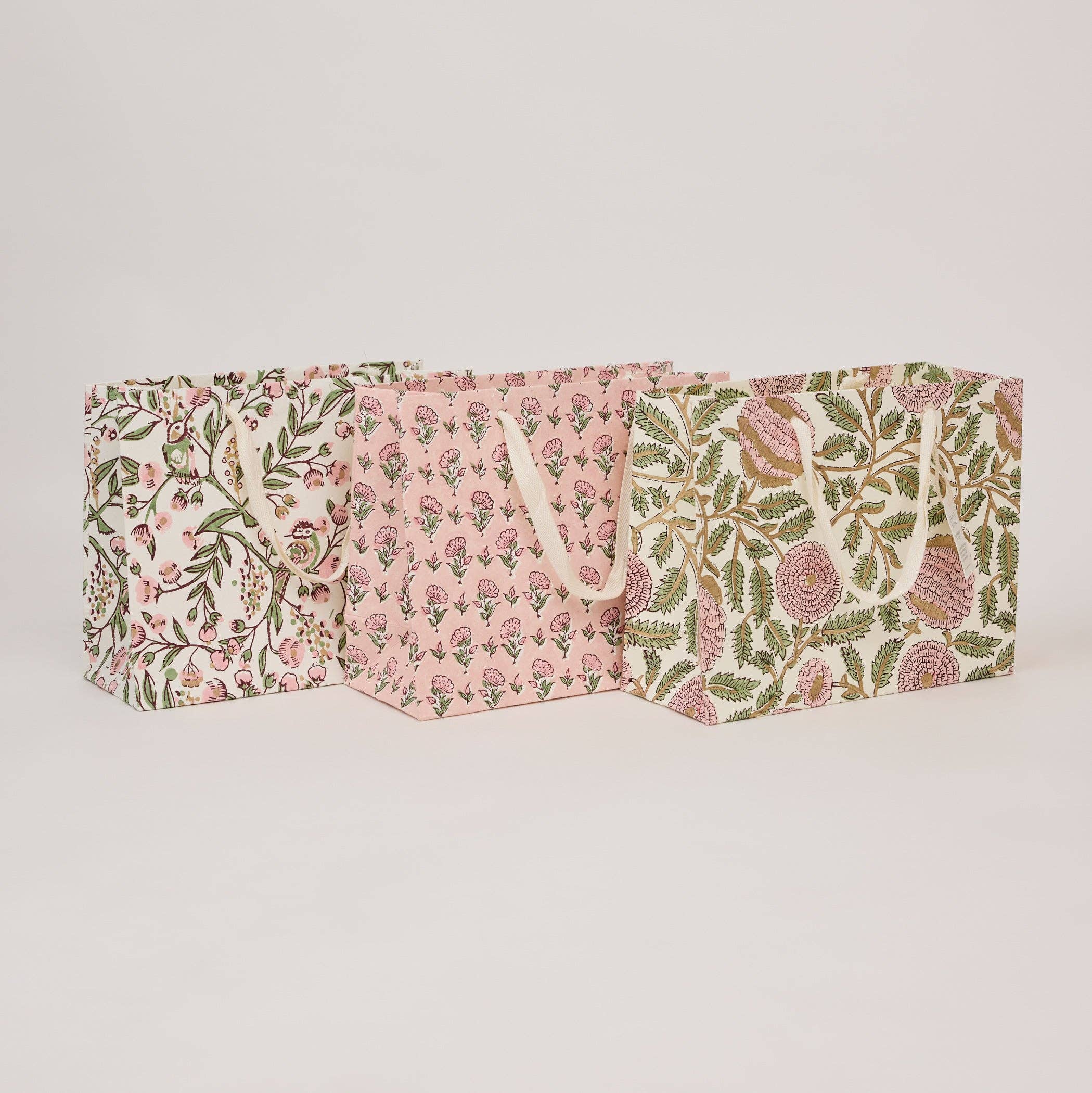 Paper Mirchi medium blush block printed gift bag made from recycled cotton paper