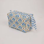 Paper Mirchi small hand block printed organic cotton toiletry bag