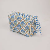 Paper Mirchi small hand block printed organic cotton toiletry bag