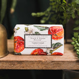Peach and Orange Blossom triple milled shea butter soap bar in recyclable packaging made in Britain.