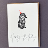 Penguin Ink Dog Birthday CardCelebrate any dog lover with this Happy Birthday Cockapoo letterpress card by Penguin Ink. Printed on 100% recycled board with a tactile embossed finish.