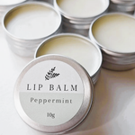 Peppermint nourishing lip balm with beeswax shea butter and cocoa butter in 10g tin