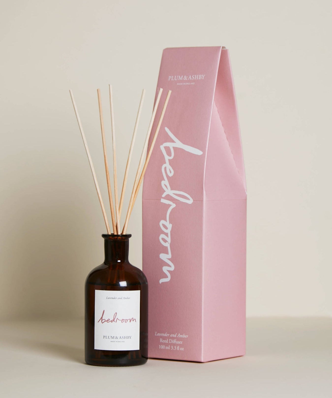 Plum & Ashby Bedroom Reed Diffuser Lavender & Amber luxury home fragrance for bedrooms and relaxing spaces.