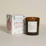 lum & Ashby Festive Spice & Clementine Christmas scented candle with illustrated festive gift packaging featuring reusable Christmas bauble decorations.