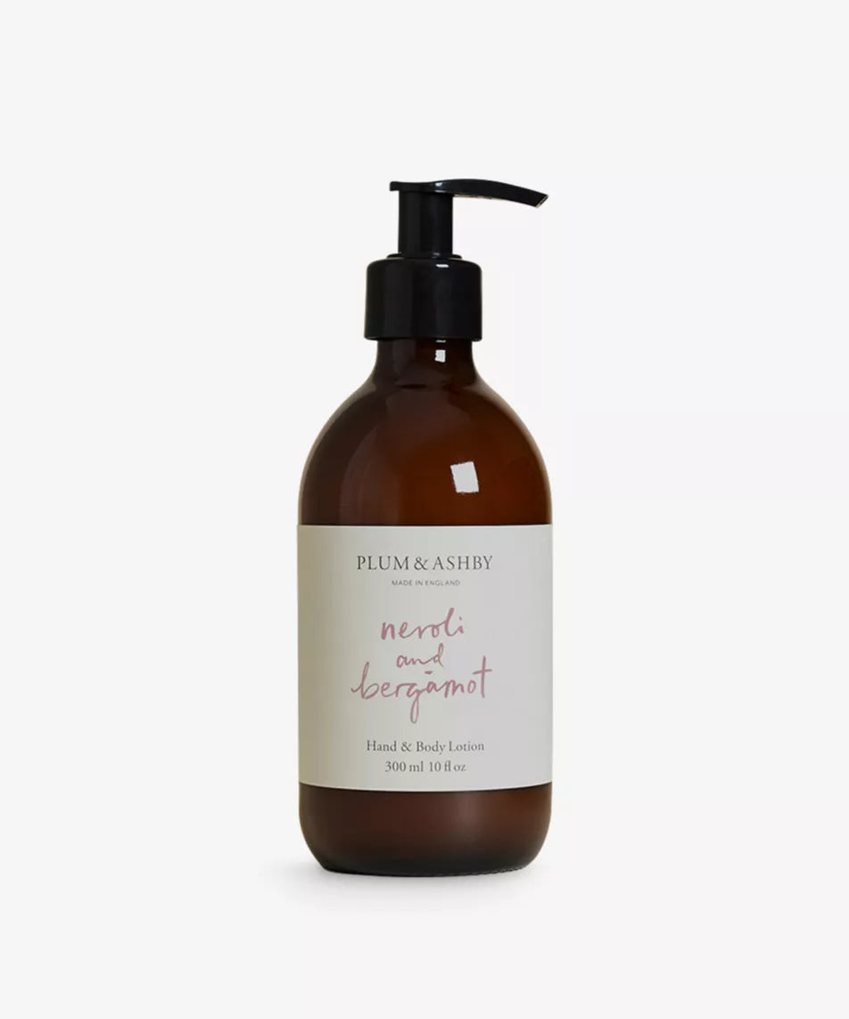 Nourish skin with Plum & Ashby Neroli & Basil Hand & Body Lotion. Sweet almond & jojoba oils soften skin with fresh floral summer fragrance.