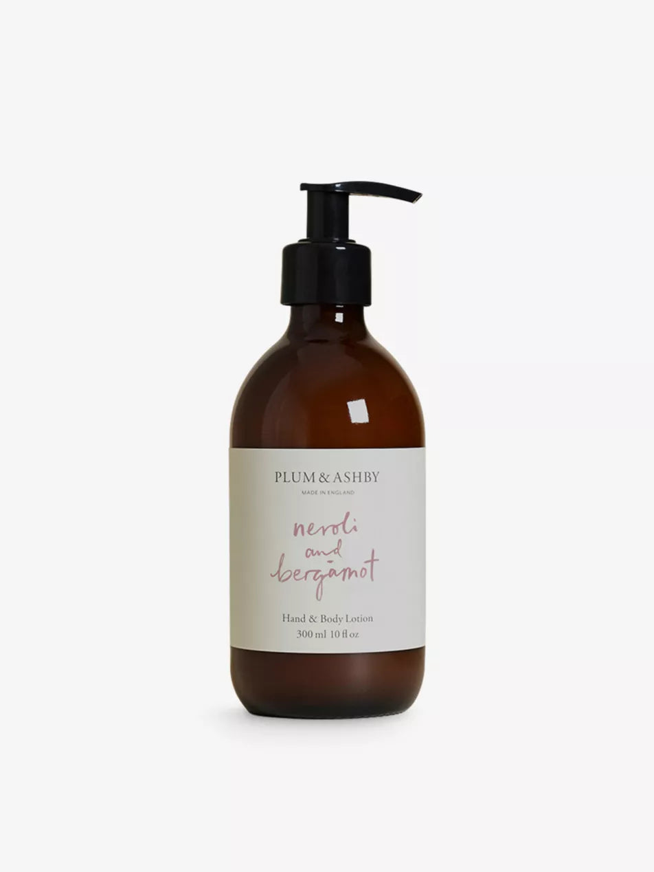 Nourish skin with Plum & Ashby Neroli & Basil Hand & Body Lotion. Sweet almond & jojoba oils soften skin with fresh floral summer fragrance.