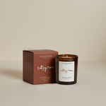 Plum & Ashby Sitting Room Votive Candle – Green Sandalwood & Fern in a recyclable glass vessel. A hand-poured natural soy wax candle with fresh violet leaf, lily of the valley, green sandalwood, vetiver and fern, designed to create a warm, calming living space.
