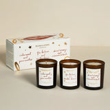 Plum & Ashby Winter Candle Gift Set with three festive votive candles in an illustrated Christmas gift box.