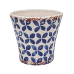 Porto Mediterranean tile planter with a blue geometric pattern, hand-finished in Europe.