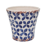 Porto Mediterranean tile planter with a blue geometric pattern, hand-finished in Europe.