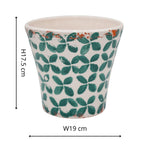 Porto Mediterranean tile planter with a green geometric pattern, hand-finished in Europe.