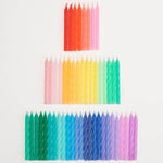 Pack of 50 rainbow twisted birthday cake candles in 25 bright colourscelebrations.