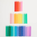 Pack of 50 rainbow twisted birthday cake candles in 25 bright colourscelebrations.