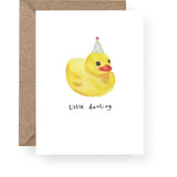 Rubber Duck New Baby Card featuring an original hand-painted watercolour illustration.