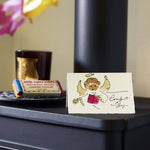 Shop the Scribble & Daub Comfort & Joy Angel Christmas card. Letterpress printed and individually hand-painted on luxury Italian deckle-edged card.