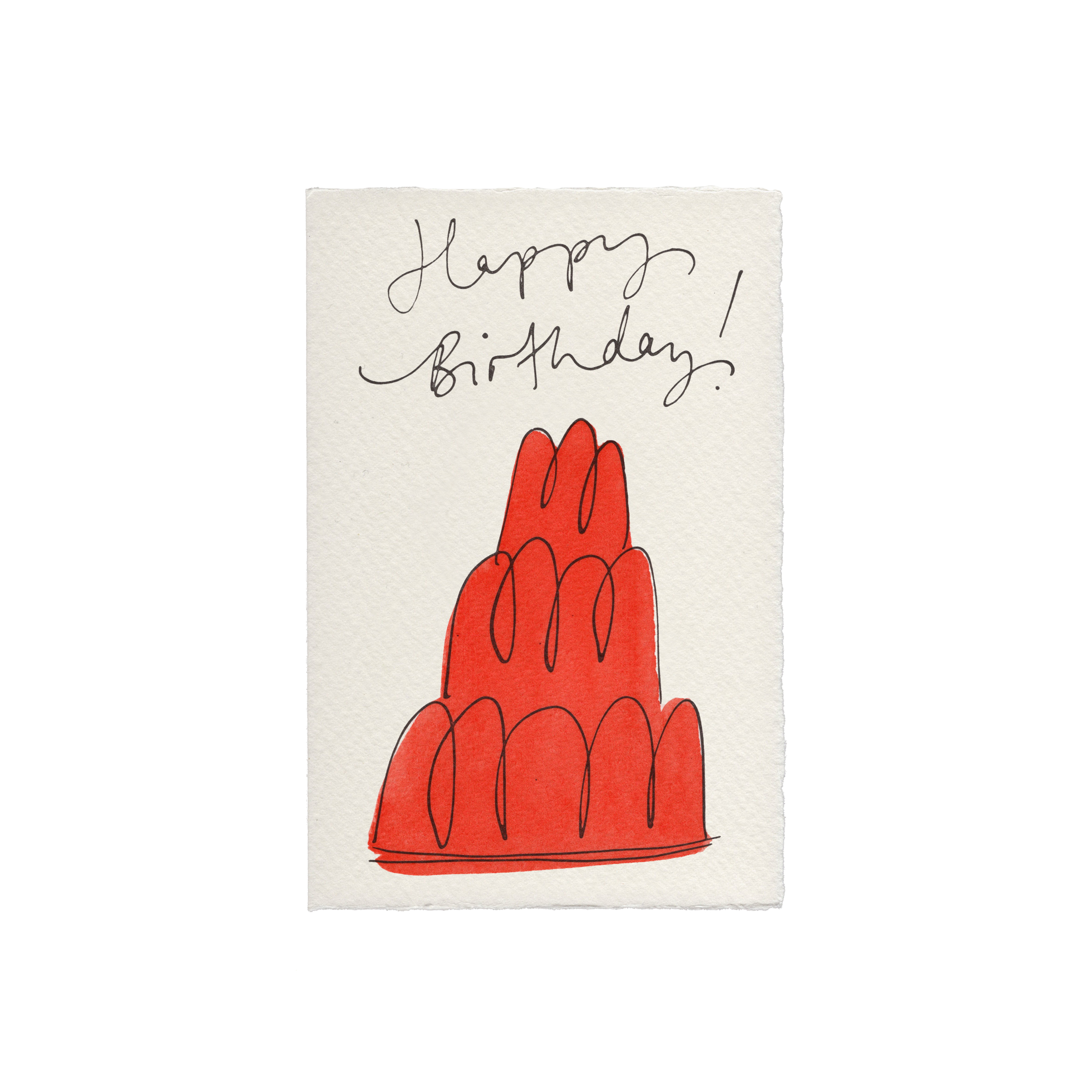Scribble & Daub Jelly Happy Birthday hand-painted letterpress card.