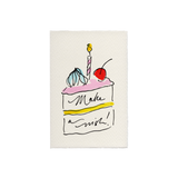 Scribble & Daub Make A Wish hand-painted birthday cake card.
