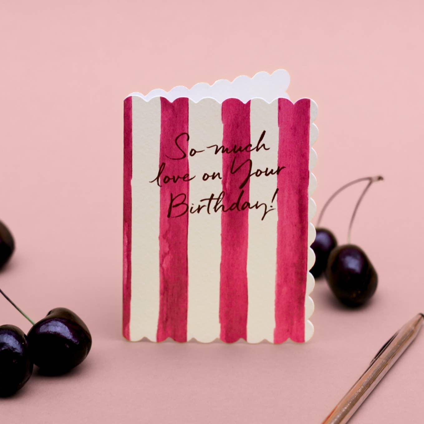 Send birthday wishes with the So Much Love On Your Birthday Card. Printed on textured sustainable card stock, blank inside and supplied with a yellow envelope.